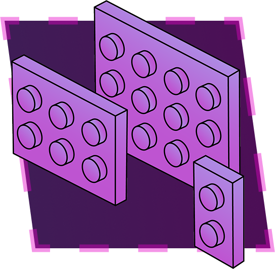 Trois plaques de LEGO de différents formats représentant la responsivité